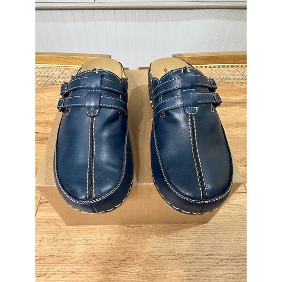 Spring Step Happy Slides Slip Ons Navy Leather Size 7.5/8 US 38 EU NWOB Casual - Picture 5 of 13